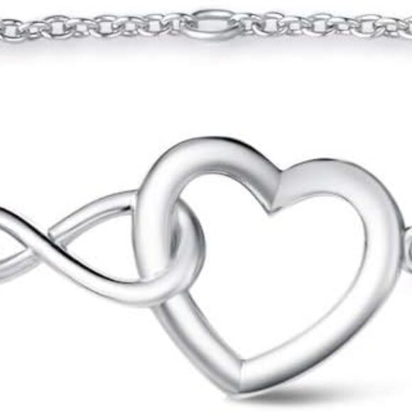 Infinity Love Heart Necklace Bracelet 925 Sterling Sliver Gold Plated Dainty Sim